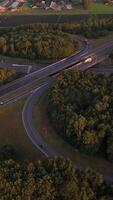 Aerial view of a highway intersection in the countryside video