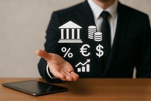 Financial Growth and Banking Services Offered by a Professional Businessman photo