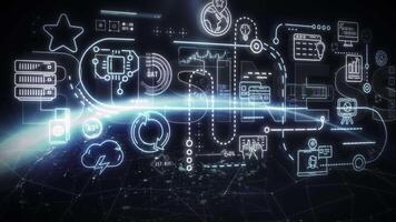 Business process management system connecting global network and data flow video
