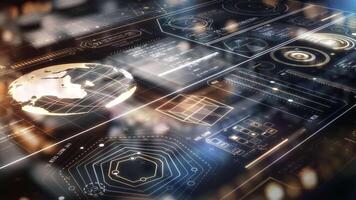futurista global digital datos Procesando interfaz demostración un código fluido video