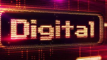 Digital data stream flowing on computer screen with glitches video