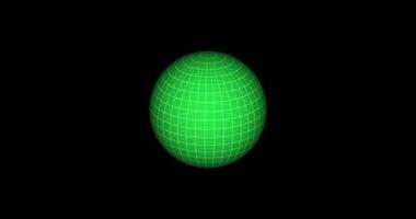 Futuristic Green Blueprint Sphere with a Grid Slowly rotates against black background video