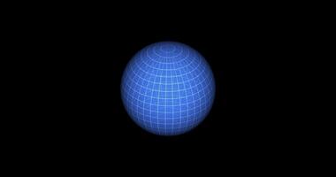 Futuristic Blueprint Sphere with a Grid Slowly rotates against black background video