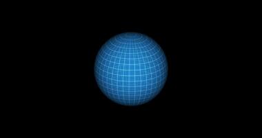 Futuristic Blue Hologram Sphere with a Grid Slowly rotates against black background video