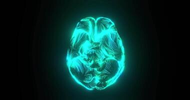 Bottom View of Blue Artificial Intelligence Brain with Energy Flow video
