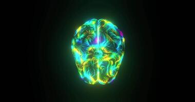 Top View of Colorful Artificial Intelligence Brain with Energy Flow video