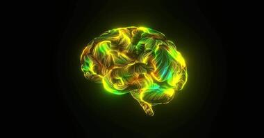 Side View of Colorful Artificial Intelligence Brain with Energy Flow video