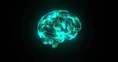 Side View of Blue Artificial Intelligence Brain with Energy Flow video