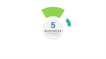Animation infographic template 5 step option for presentation. Colorful infographics interface, alpha channel, business report marketing presentation video
