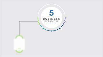 Animated 5 step infographic modern design style for business animation template for business presentation. video