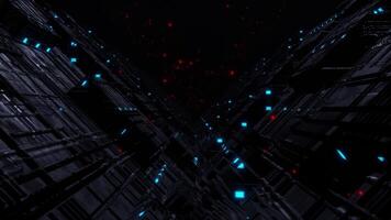 trogen lysande cyber rymdskepp slinga animerad bakgrund video