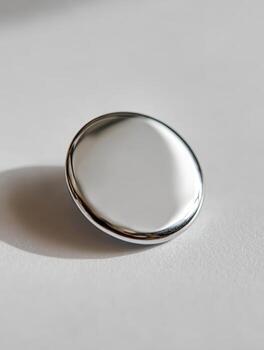 Close-up of shiny metallic button on light surface photo