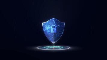 futuriste numérique bouclier avec fermer à clé symbole représentant la cyber-sécurité et Les données protection video