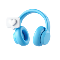 azul auriculares con un habla burbuja y corazón icono aislado en transparente antecedentes png