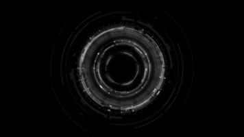 avancerad cirkulär hud design med koncentrisk digital ringar och abstrakt data mönster, idealisk för teknologi, ui, och cyber begrepp. video