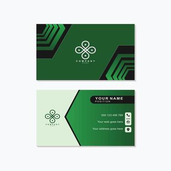 Modern green business card design template for professional networking and brand identity showcasing geometric patterns vector
