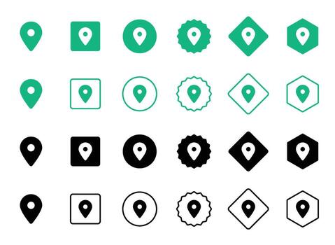 Location Pointer Icons with Different Shapes and Colors vector