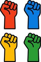 Minimalist clenched fists raised in solidarity vector