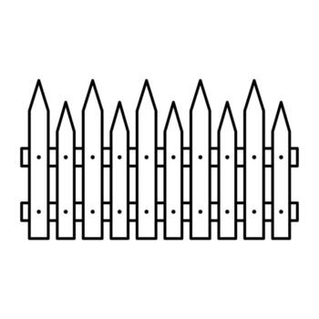 de madera cerca ilustración. el cerca caracteristicas igualmente espaciado vertical listones con puntiagudo tapas y dos horizontal apoyo vigas corriendo a través de el atrás. vector