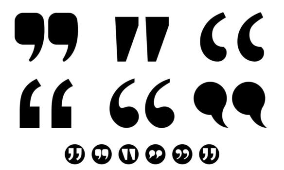 Quote marks icons. Flat and simple quotation icon signs in different styles. vector