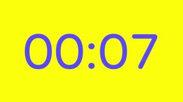 10 second countdown timer on yellow background with purple numeber display suitable for technology, urgency, time management concepts, social media posts, blog headers video