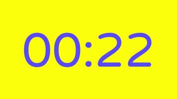 25 secondo conto alla rovescia Timer su giallo sfondo con viola numero Schermo adatto per tecnologia, urgenza, tempo gestione concetti, sociale media messaggi, blog intestazioni video