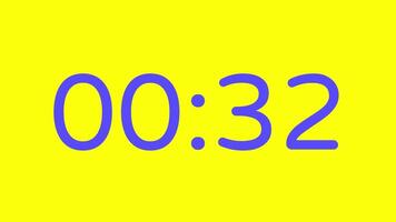 35 secondo conto alla rovescia Timer su giallo sfondo con viola numero Schermo adatto per tecnologia, urgenza, tempo gestione concetti, sociale media messaggi, blog intestazioni video