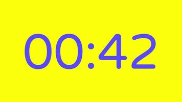 45 secondo conto alla rovescia Timer su giallo sfondo con viola numero Schermo adatto per tecnologia, urgenza, tempo gestione concetti, sociale media messaggi, blog intestazioni video