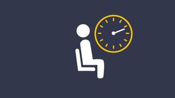 A person sitting next to a clock, symbolizing waiting time or scheduled departure in a transport or service environment video