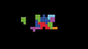 colorida pixel coração fez do tetris blocos animação. transparente fundo, alfa canal. retro jogos estilo queda blocos formando amor forma. Diversão pixel arte para dia dos namorados, jogos, videogames projetos video