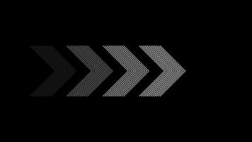 Looped animation of abstract gradient arrows made of lines moving forward on transparent background with alpha channel. Futuristic progress or motion concept for UI, transitions, or loading screens video
