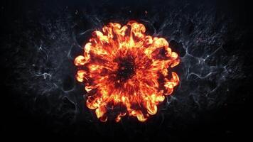Explosive Fiery Burst of Energy on a Dark Background video