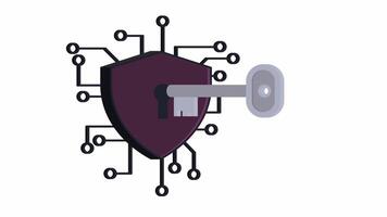 la cyber-sécurité. ordinateur Sécurité technologie, animation avec alpha canal video