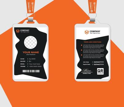 Modern id card design template with smooth curves and blurry mesh background. Clean, professional layout for employees and business use. vector