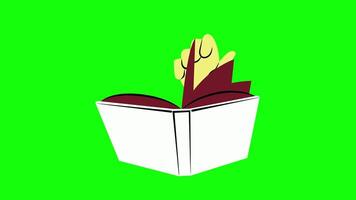 Hand Turning Book animation on green screen video
