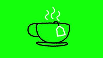 Hand drawn Tea animation on green screen background video