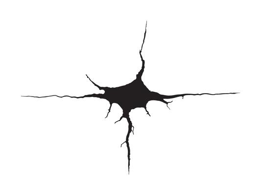Cracked surface hole damaged illustration with wall and ground crack texture in black silhouette design element background abstract pattern detail effect