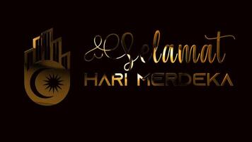 Luxury gold hari merdeka Malaysia Independence Day logo alpha channel background video