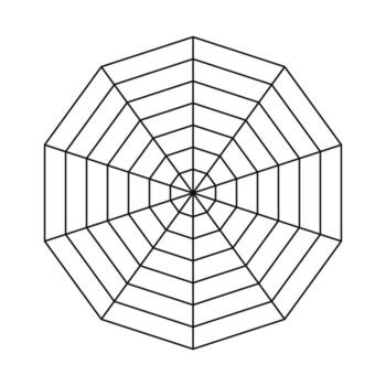 Decagonal graph infographic. Radar or spider diagram template. Flat blank decagon for statistic and analytic. simple graphic illustration. Editable line. vector