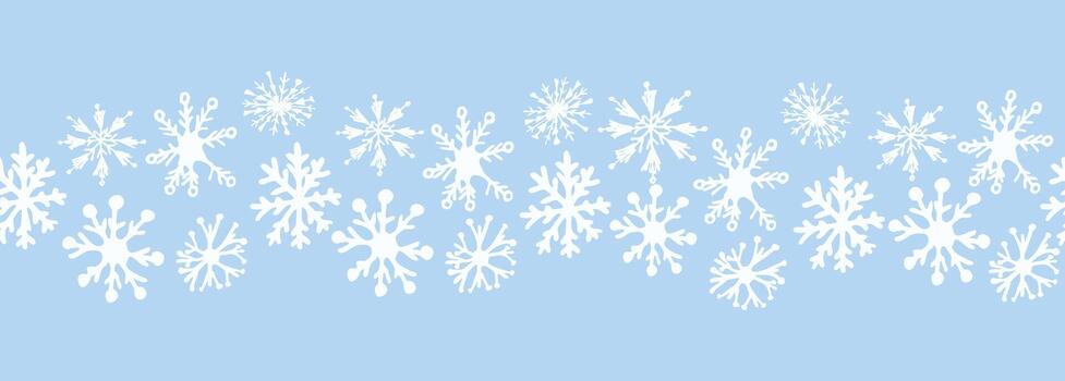 resumen mano dibujado copo de nieve sin costura borde. invierno modelo. nevada repetir fondo. invierno Días festivos tema. nuevo año y Navidad garabatear diseño para impresión web bandera. vector