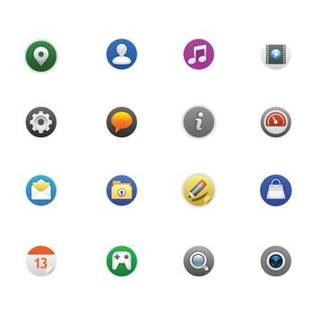 Interface and business app icon music, , communication and tools settings, search, camera design set in white background colors vector