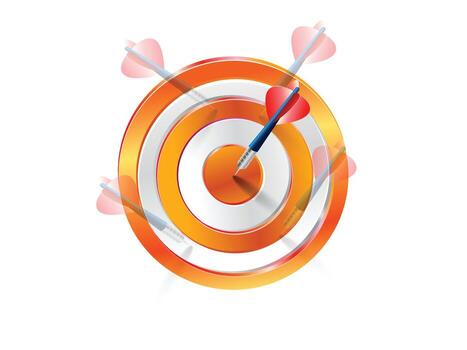 Peopley show target only target not strategy Concept Dart Board Colored Arrow Hit The Target From Clipping vector