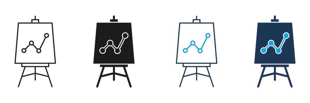 presentación tablero con grafico línea y sólido icono colocar. negocio analítica, datos visualización, actuación rastreo símbolo recopilación. estrategia planificación. aislado ilustración vector
