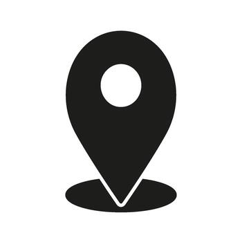 mapa ubicación alfiler sólido icono. geolocalización, navegación, y destino marcador silueta símbolo. GPS posicionamiento y cartografía. aislado ilustración vector