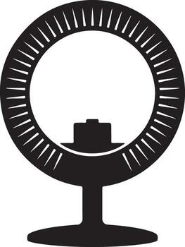 Silhouette of a circular led ring light with a stand and base ideal for photography and videography vector