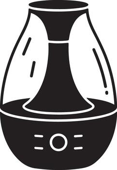 Sleek black silhouette of an essential oil diffuser with a water reservoir and control buttons vector