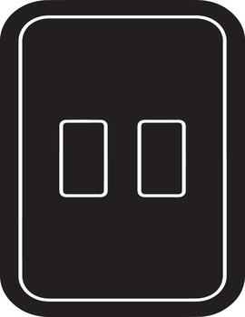 Simple black icon representing a double light switch with white outlines on a white background vector