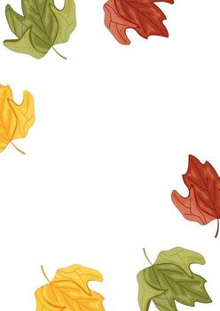 vertical poster of icons of unfolded colored leaves from deciduous tree namely from maple tree, for autumn textile, packaging or postcards vector