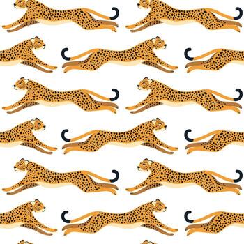 sin costura modelo con corriendo leopardos o leopardo en blanco antecedentes. vector