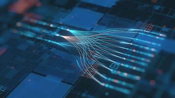 isto digital animação visualiza a intrincado fluxo do em formação e rede conexões, simbolizando grande dados em processamento, artificial inteligência, e cíber segurança dentro uma moderno tecnologia video